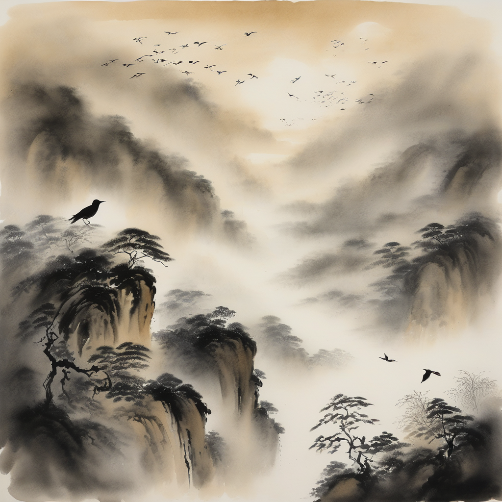 云雀坠入梦境 · 水墨